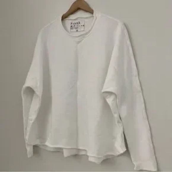 NEW FRANK & EILEEN TEE LAB WHITE ANNA LONG SLEEVE CAPELET FLEECE SWEATSHIRT SZ M - Picture 5 of 10